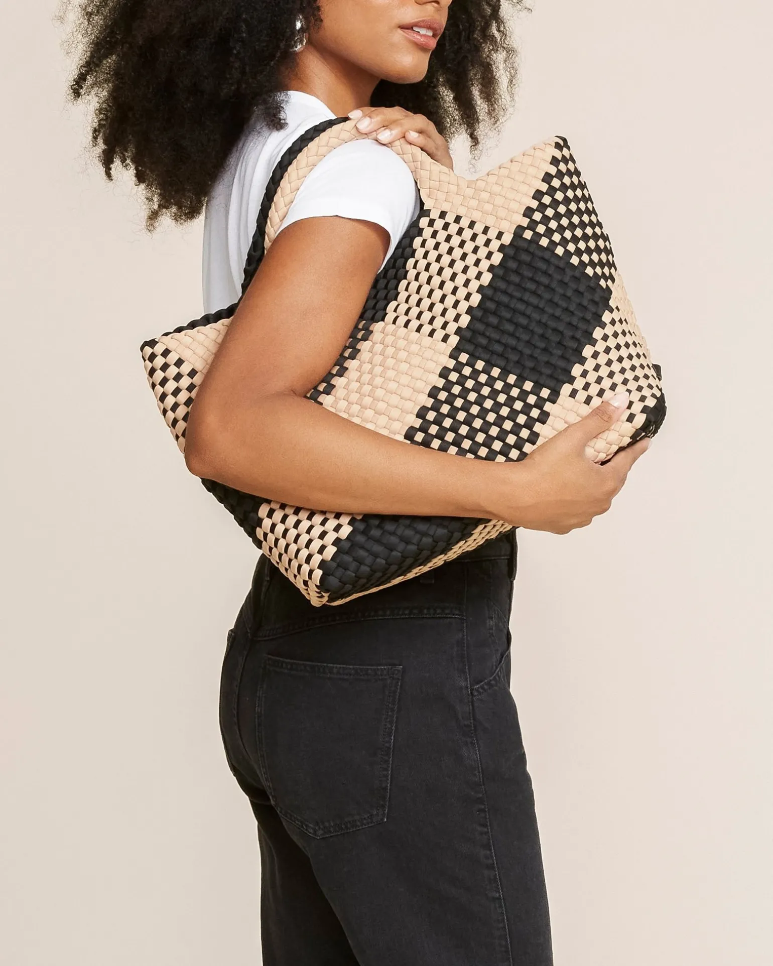Shoulder Bags<NAGHEDI St. Barths Medium Tote Plaid Cabana